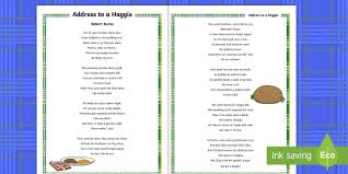 The main objectives of the robert burns world federation are to advance the education of the public about the life, poetry and works of robert burns and in furtherance thereof Address To A Haggis Display Poster Teacher Made