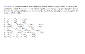Balance the following chemical equations. How To Balance A Chemical Equation Examples Pdf