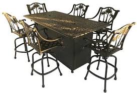 Others are standing bar height. Fire Pit Propane Bar Table Set 7 Piece Outdoor Cast Aluminum Palm Tree Bar Stool 35426206446 Ebay