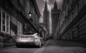 Cityscapes Cars Aston Martin Architecture Buildings Grayscale Monochrome Vehicles Aston Martin Dbs Backview Car Aston Martin Dbs Aston Martin Cars Aston Martin