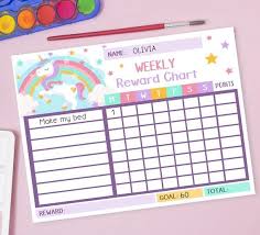 Chore Chart For Girls Printable Rainbow Unicorn Etsy Chore Chart Printable Reward Charts Chores For Kids