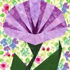 Morning Glory Paper By Piecebynumber Quilting Pattern Flower Quilt Patterns Paper Pieced Quilt Patterns Flower Quilt