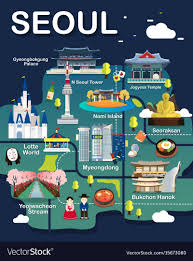 Map Of Seoul Attractions Vector And Illustration Download A Free Preview Or High Quality Adobe Illustrator A South Korea Travel Korea Travel Seoul Attractions