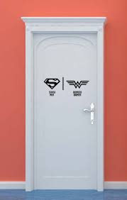 Washroom Signage Superman Wonder Woman Bathroom Signs Wall Stickers Bedroom Restroom Sign