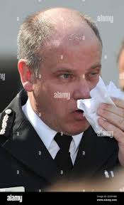 Chief Constable Craig Mackey of Cumbria Police during a press conference at  St Nicholas Tower Gardens, Whitehaven, Cumbria Stock Photo