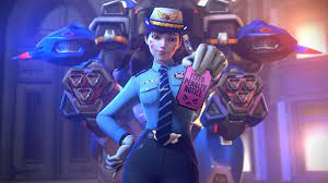 Download Officer D.Va giving a ticket to an unsuspecting driver. Wallpaper  | Wallpapers.com