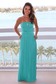 Strapless Turquoise Maxi Dress With Pockets Turquoise Maxi Dress Turquoise Bridesmaid Dresses Short Maxi Skirt Dress