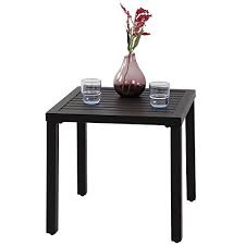Phi Villa Indoor Outdoor Small Metal Square Side End Table Patio Coffee Bistro Table Black In 2020 Metal Outdoor Furniture Bistro Table Metal End Tables