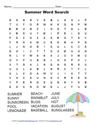 summer word search free printable for kids learning ideas for parents summer words kids word search summer puzzle