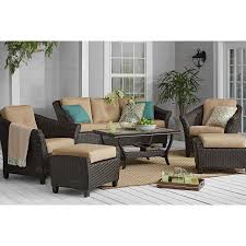 Member S Mark Agio Toronto 6 Piece Patio Deep Seating Set With Sunbrella Fabric Sam S Club Deep Seating Elegant Outdoor Furniture Chair And Ottoman Set