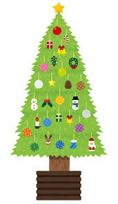 飾り付けられたクリスマスツリーのイラスト | かわいいフリー素材集 ...