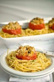 linguine w roasted stuffed tomatoes diva eats world lotsa pasta italian pasta recipes vegetarian dishes