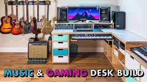 Building The Ultimate Music Studio Gaming Desk Setup Woodworking Gaming Desk Gaming Desk Setup Desk Setup