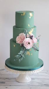 Wedding Cake In Eucalyptus Fondant Wedding Cakes Green Wedding Cake Tiered Cakes