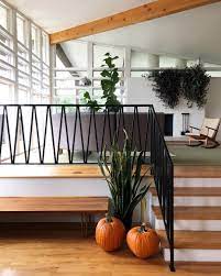 Mid Century Modern House With Metal Railing Mid Century Modern House Modern Stair Railing Home Stairs Design