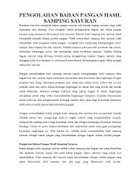 Maybe you would like to learn more about one of these? Pengolahan Bahan Pangan Hasil Samping Sayuran