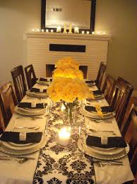 Black White And Yellow Anniversary Party Dinner Party Table Settings Dinner Party Decorations Anniversary Parties