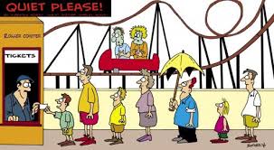 Guy having fun in roller coaster, happy excited boy riding small red fast open car in amusement park cartoon style. Rollercoaster By Karsten Schley Media Culture Cartoon Toonpool