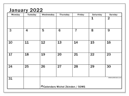 2022 calendar printable template including week numbers and united states holidays, available in pdf word html format: Printable January 2022 50ms Calendar Michel Zbinden En