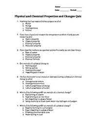 This Can Be Used As A Formative Or Summative Assessment For Distinguishing Betwe Chemical Changes Physical Vs Chemical Properties Chemical And Physical Changes