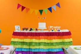 Diy Wednesday Rainbow Table Skirt Family Of Love Rainbow Birthday Party Birthday Party Crafts Rainbow Birthday