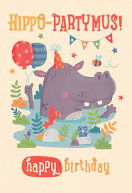 Hippo Party Mus Birthday Card Free Greetings Island Birthday Card Printable Happy Birthday Printable Funny Cards