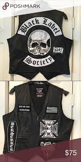 Black Label Society Vest With Patches Black Label Society Black Leather Vest Black Label