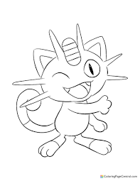 Real time elapse 17 minutes. Pokemon Meowth 02 Coloring Page Coloring Page Central