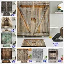 72x72 Rustic Wooden Barn Door Shower Curtain Bathroom Decor Waterproof Fabric Ebay Bath Mat Sizes Vinyl Shower Curtains Black Shower Curtains
