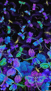 Black And Purple Dragonfly Fly By Night Dragonfly Border Black Gold 24 X 44 Panel Dragonfly Wallpaper Butterfly Wallpaper Timeless Treasures Fabric