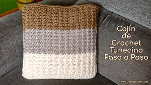 Como tejer una funda reversible para cojines o almohadas tejidos en crochet o ganchillo con dos cuadrados distintos en puntos relieves paso a paso en video t. Como Tejer Un Cojin De Crochet Tunecino Paso A Paso Manualidades