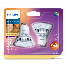 Philips led strahler gu10 dimmbar 230v 4/5w eek a++ leuchtmittel lampe 230 volt. Philips Led Spot Warmglow 4w 35w Gu10 Dimbaar Set Van 2