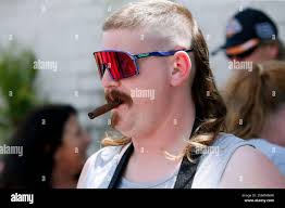 Dylan Dudley of Kurri during Mulletfest, a special event designed to  celebrate the hairstyle that's all about business at the front, party at  the back, at Chelmsford Hotel in Kurri Kurri, NSW,