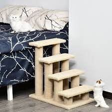 Solid wood pet stairs cat tree. Pawhut Pet Stairs 4 Step Wooden Safety Cat Climb Animal Ladder Portable Indoor 5055974826007 Ebay