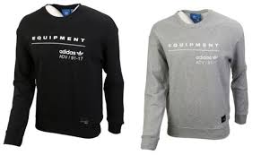 Details About Adidas Men Equipment Crew Sweats Shirts L S Black Gray Tee Jersey Shirt Cd1711