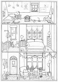 Download and print these bed coloring pages for free. House Colouring Page Interior No 28 Line Drawing Download Print Colour Play House Colouring Pages Colouring Pages Coloring Pages