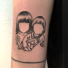 Faceless Portrait Of Bea And Her Sister Faceless Portrait Tattoos Line Tattoos