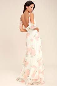 Take You There Ivory Floral Print Maxi Dress Lulus Floral Lace Maxi Dress Floral Print Maxi Dress Maxi Dress Trend