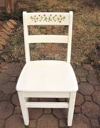 Sweet Little Vintage Childs Chair In White With Pink And Green Flowers Nice For Dolls Too Childrens Schoo White Wooden Rocking Chair Wooden Chair Kids Chairs