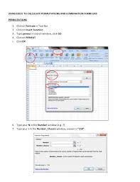 Using Excel To Calculate Permutations And Combination Formulas