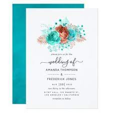 Turquoise And Coral Watercolor Floral Wedding Invitation Zazzle Com Watercolor Floral Wedding Invitations Floral Wedding Invitations Sip And See Invitations