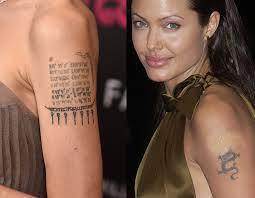 Jun 08, 2021 · the short sleeves showed off jolie's trademark tattoos and she finished her look with bold red nails and a dainty gold necklace. Angelina Jolie S Tattoos And The Sweet Meanings Behind Them Hello