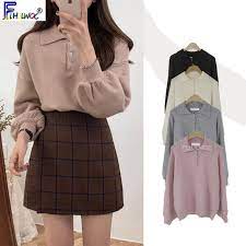 Shop from a wide selection of short and long sleeve styles, from cozy to lightweight, solid to printed to pretty detailed accents and more. Korean Japan Design Women S Casual Knit Tops Pullovers Winter Basic Wear Preppy Style Girls Knitted Sweater Pullover Pink White Pullovers Aliexpress