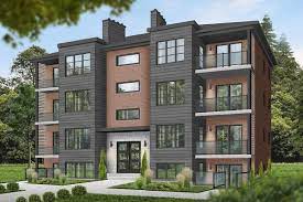 Plan 21425dr 8 Unit Apartment Complex With Balconies In 2021 Apartments Exterior Drummond House Plans Family House Plans
