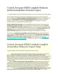 Program rehabilitasi jaringan irigasi tersier (rjit) di kecamatan bayah, lebak, banten. Contoh Jawapan Kbkk Langkah Malaysia Untuk Memajukan Ekonomi Negara