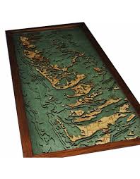 Woodcharts Lower Florida Keys Bathymetric 3 D Wood Carved Nautical Chart