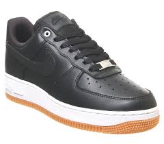 Nike Air Force 1 Black Gum Sole Junior Nike Air Force 1 07 Trainers Off Noir Metallic Silver Gum Med Brown White Hers Trainers