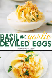 Italian Deviled Eggs With Garlic And Basil Recipe Italian Appetizers Deviled Eggs Recipes