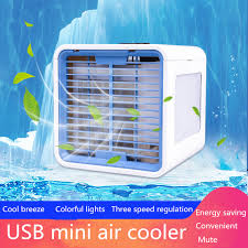 Evaporative air conditioning cooling performance is affected when high humidity conditions exist. Home Mini Air Conditioner Portable Air Cooler 7 Colors Led Usb Air Conditioning Fan Air Cooling Desktop Fan Aliexpress