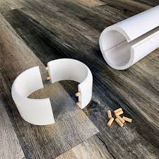 Unfinished oak basement column cover with 4 in. Ekena Millwork Lc0608stst 5 X 94 Pvc Lally Column Cover With Standard Cap Base Wraps Round Columns Up To 4 In Diameter